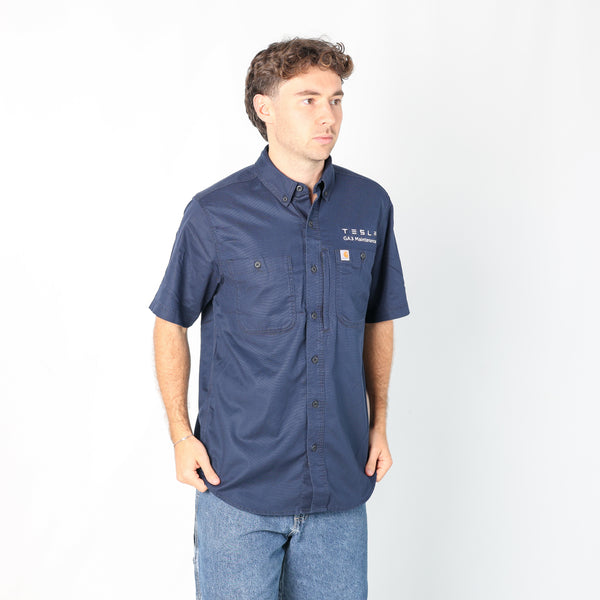Navy Blue 90s Carhartt Short Sleeve Shirt (M)